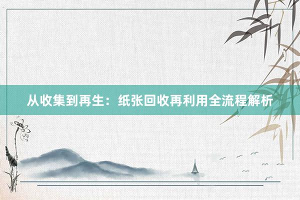 从收集到再生：纸张回收再利用全流程解析